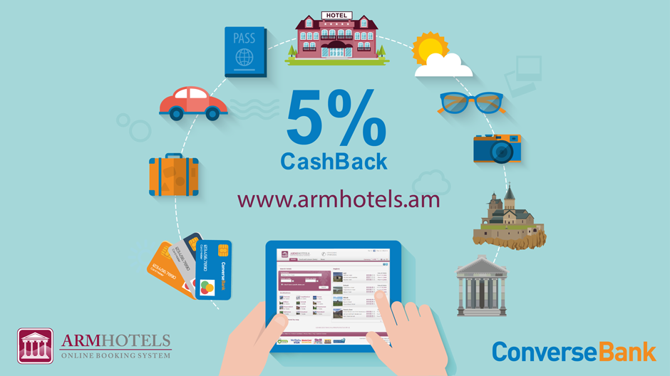 Converse Bank announced about cooperation with Armhotels.am site cashback action